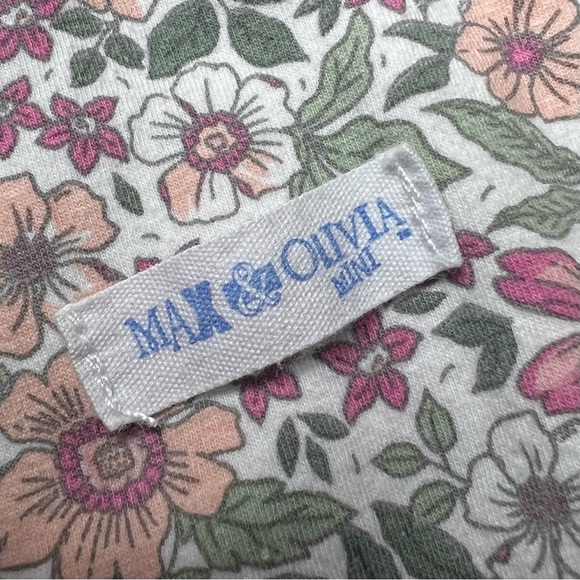 Max & Olivia Mini Teddy Bear Floral Security Blanket in Pink and Green - Picture 2 of 5